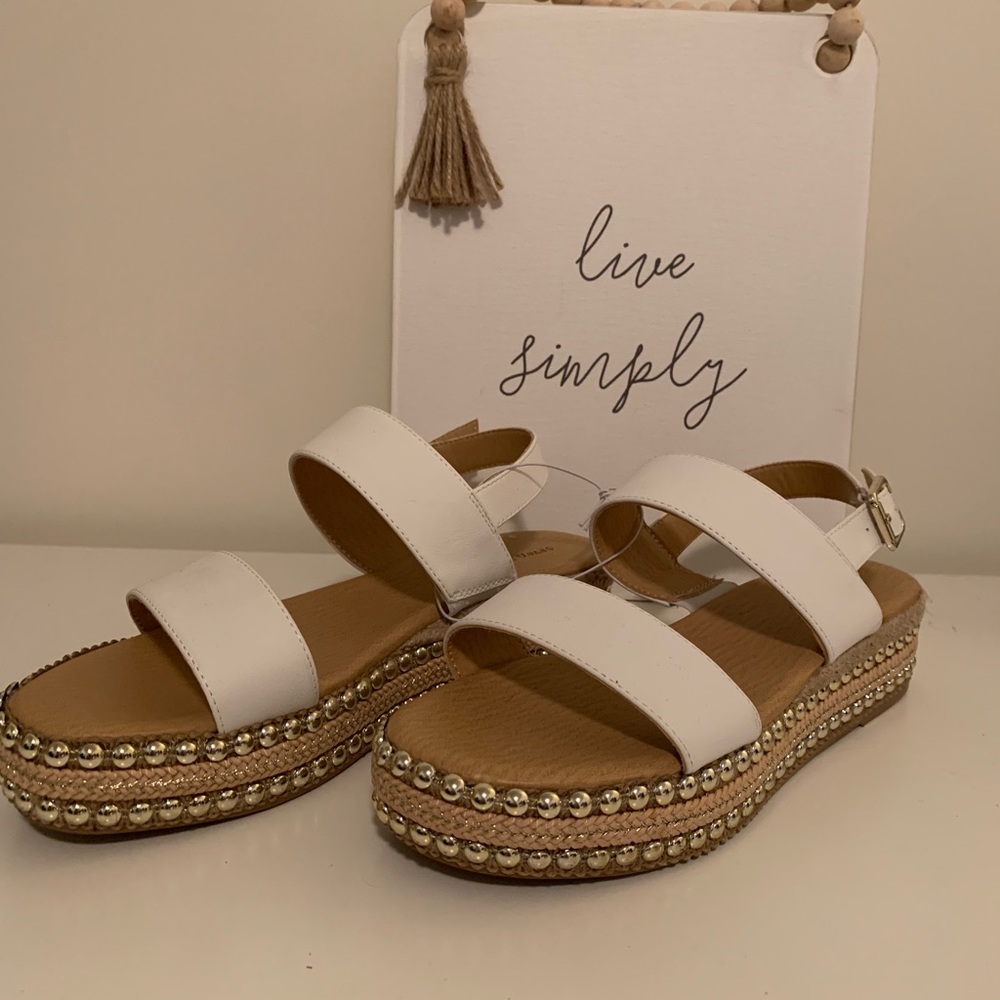 White wedge sandals